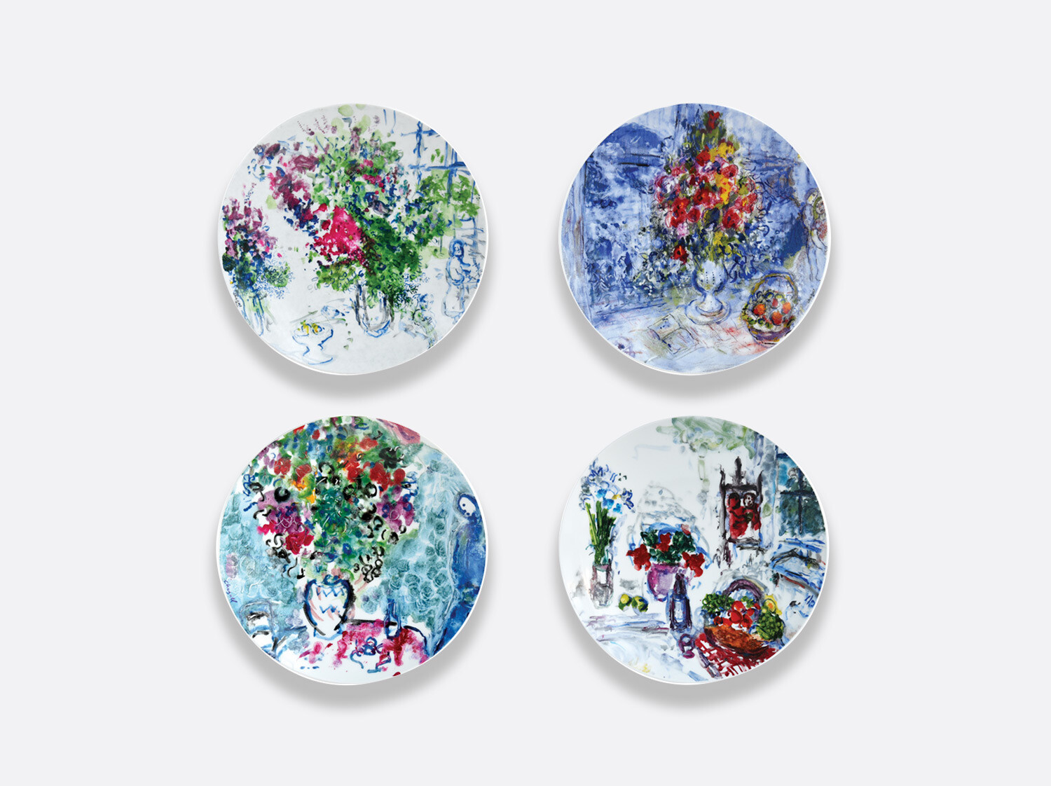 Marc Chagall For Bernardaud Fleurs Dessert Plates 3 Sets Of 4 $325 Each 