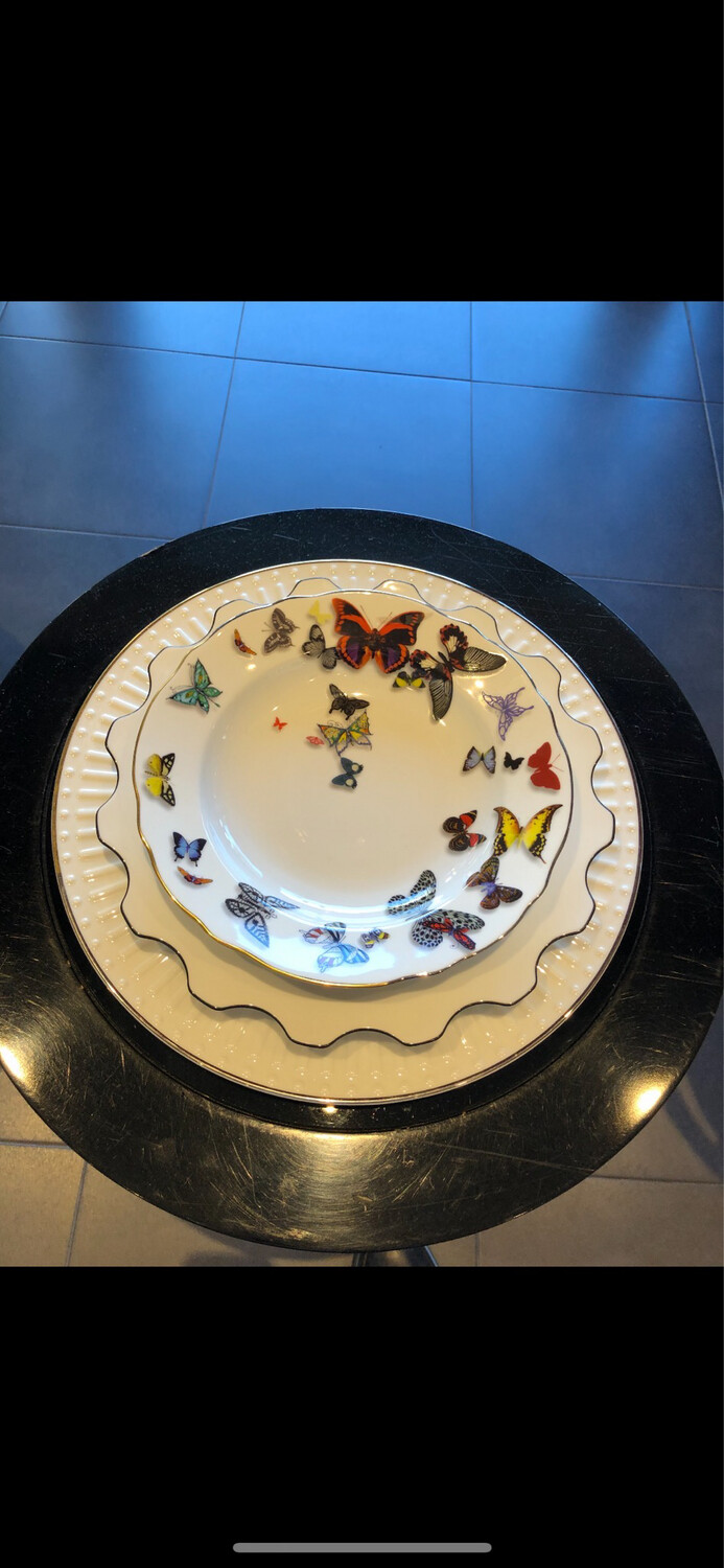 Christian Lacroix Caribe Charger, Herbariae Dinner, Butterfly Parade Rim Soup And Sol Y Sombre Dessert Needs 12