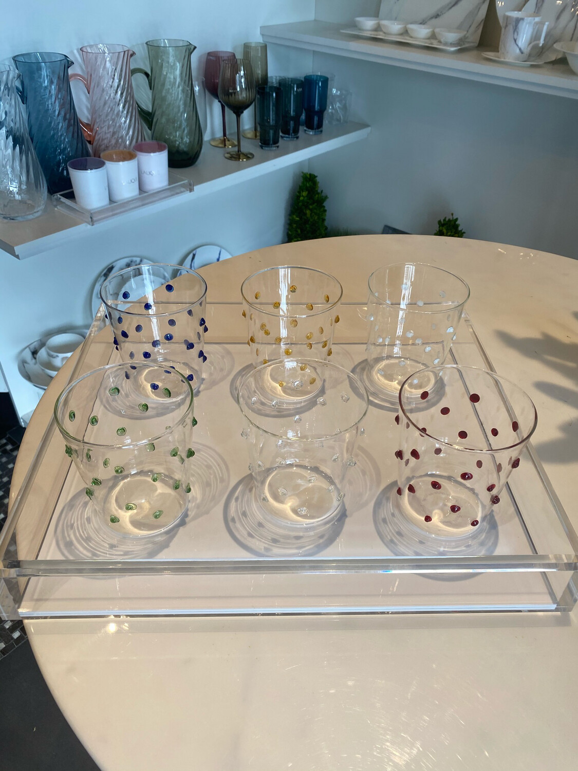 Assorted Hand Blown Set Of 6 Party Tumblers
