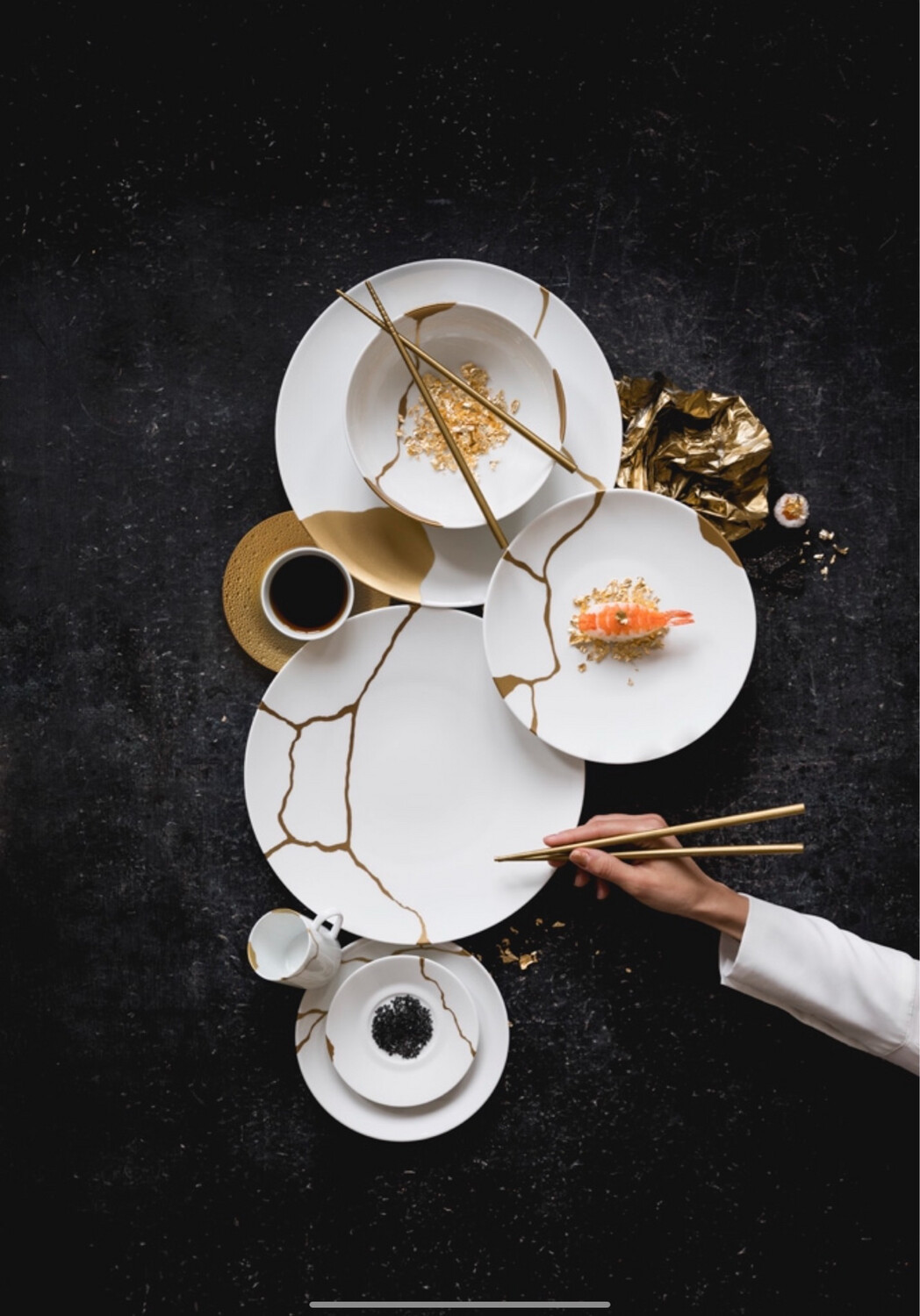 Bernardaud Kintsugi Dinnerware Dinner, Salad, Soup Needs 20