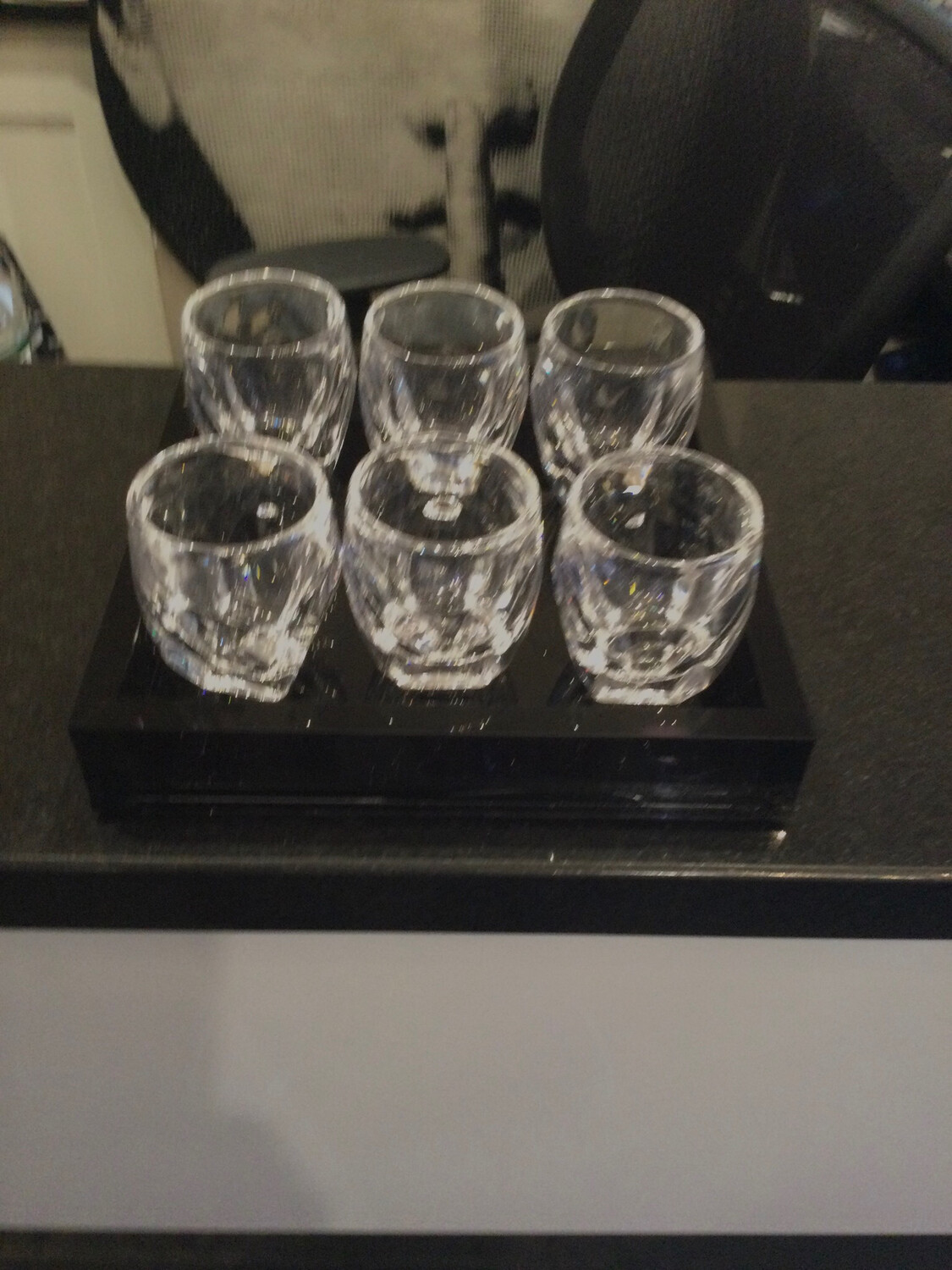 Shot Glasses On Square Black Acrylic Tray PURCHASED 