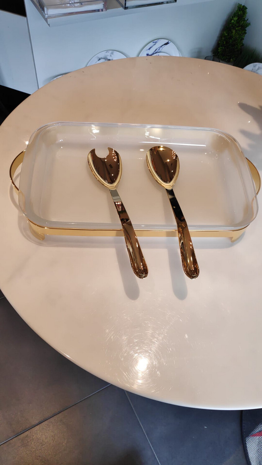 Gold Plated Oven To Table Server With Matching Servers