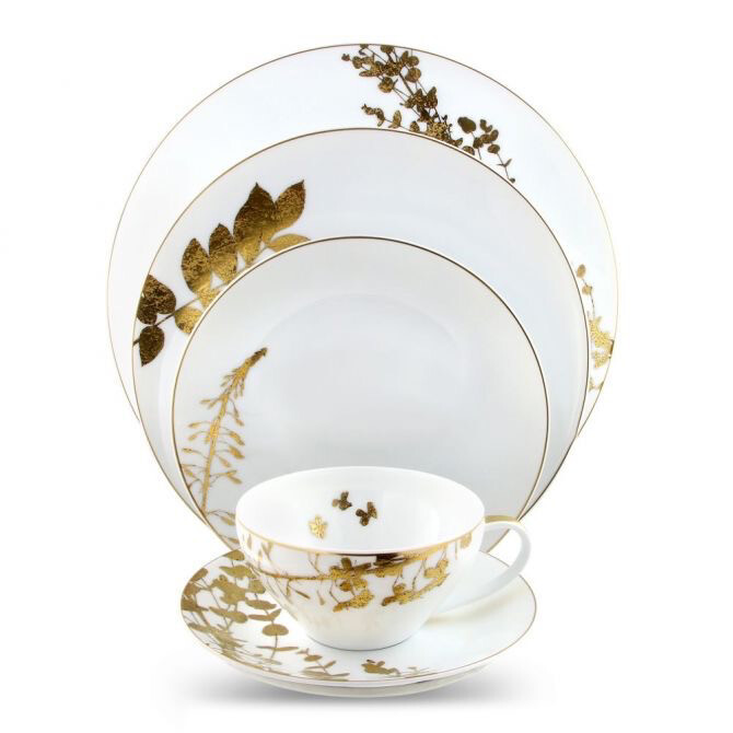 Bernadaud Vegetal Or Dinner/Salad/ Bread&amp;Butter/ Feuille D’or Coup Soup Needs 16