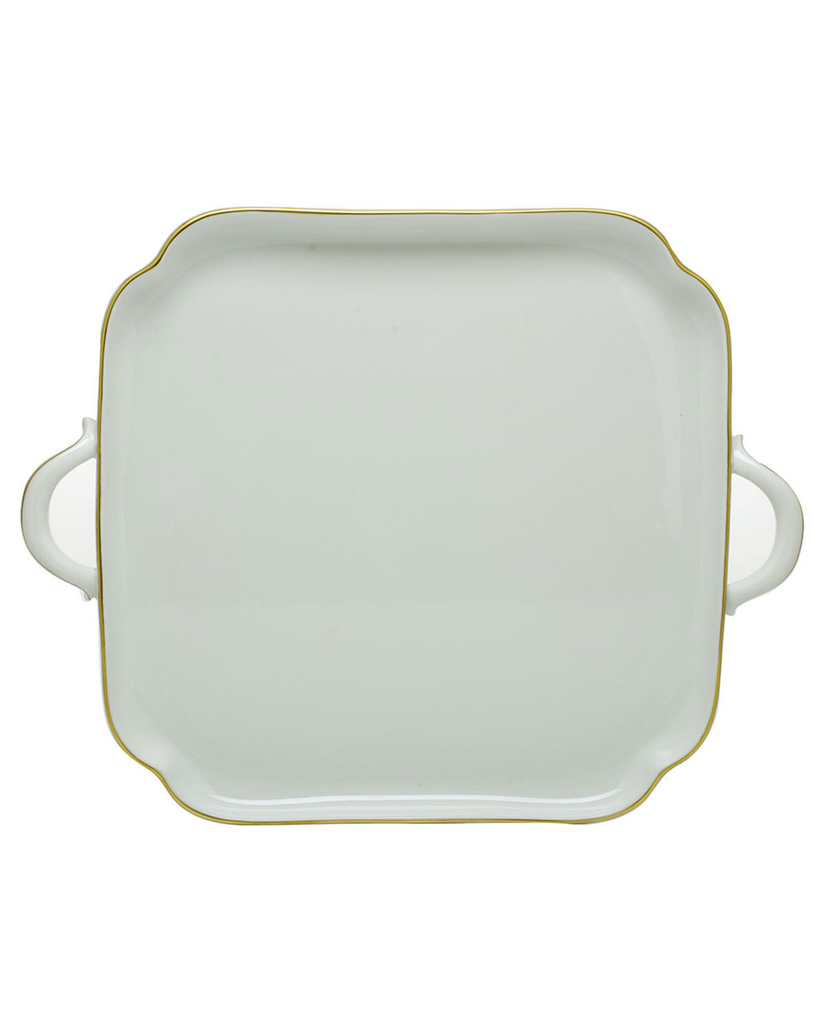Herend Golden Edge Square Platter With Handles