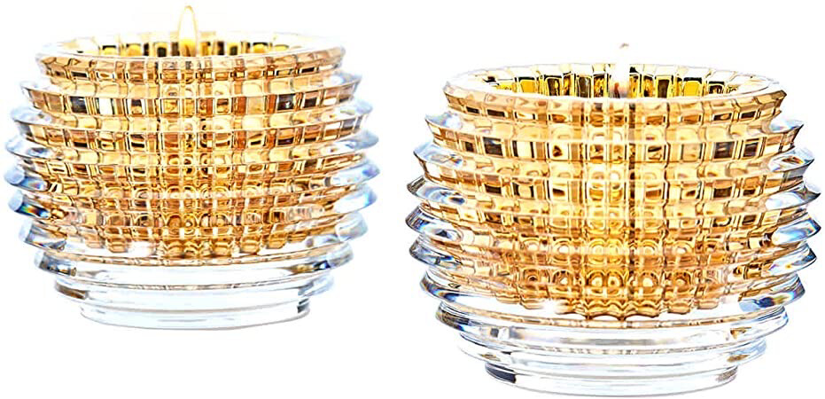 Baccarat Crystal Pair Gold Eye Votives Purchased!