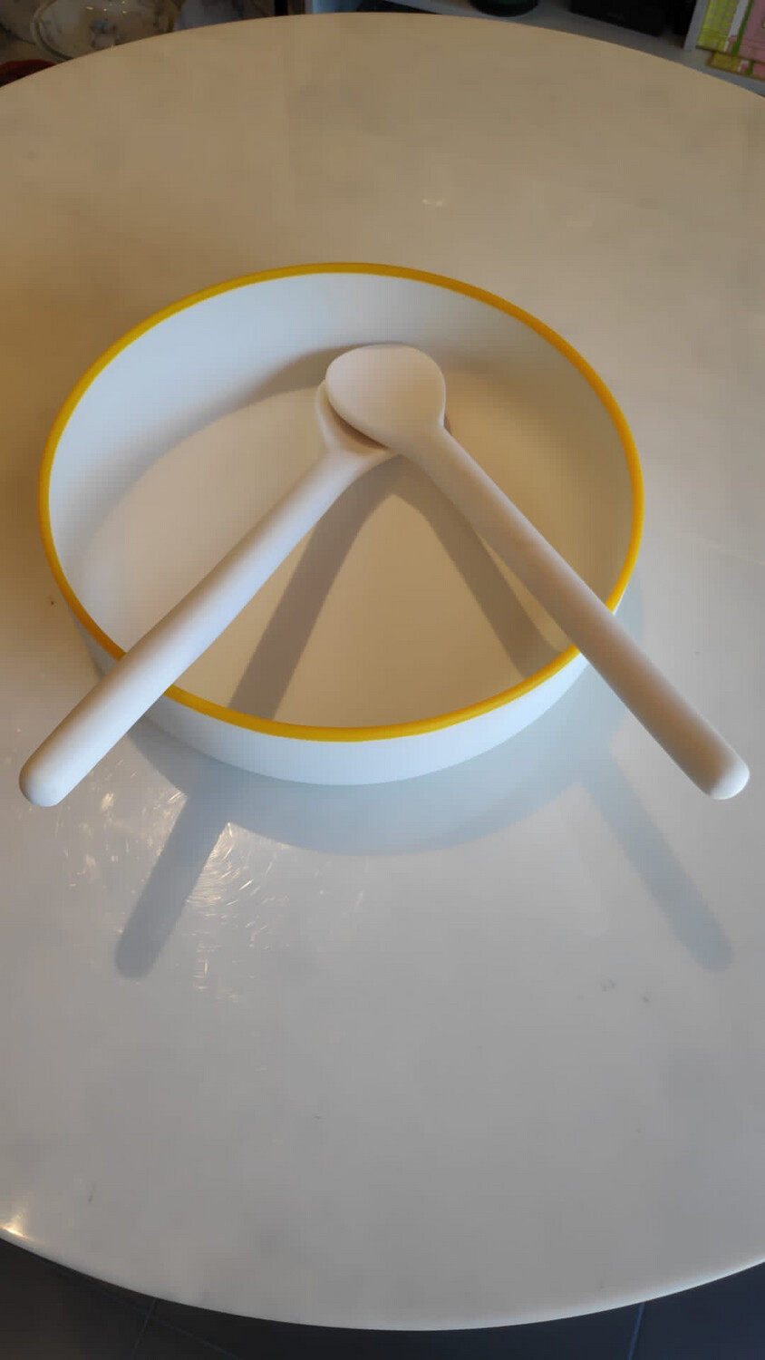Tina Frey Large White Bowl With Yellow Trim