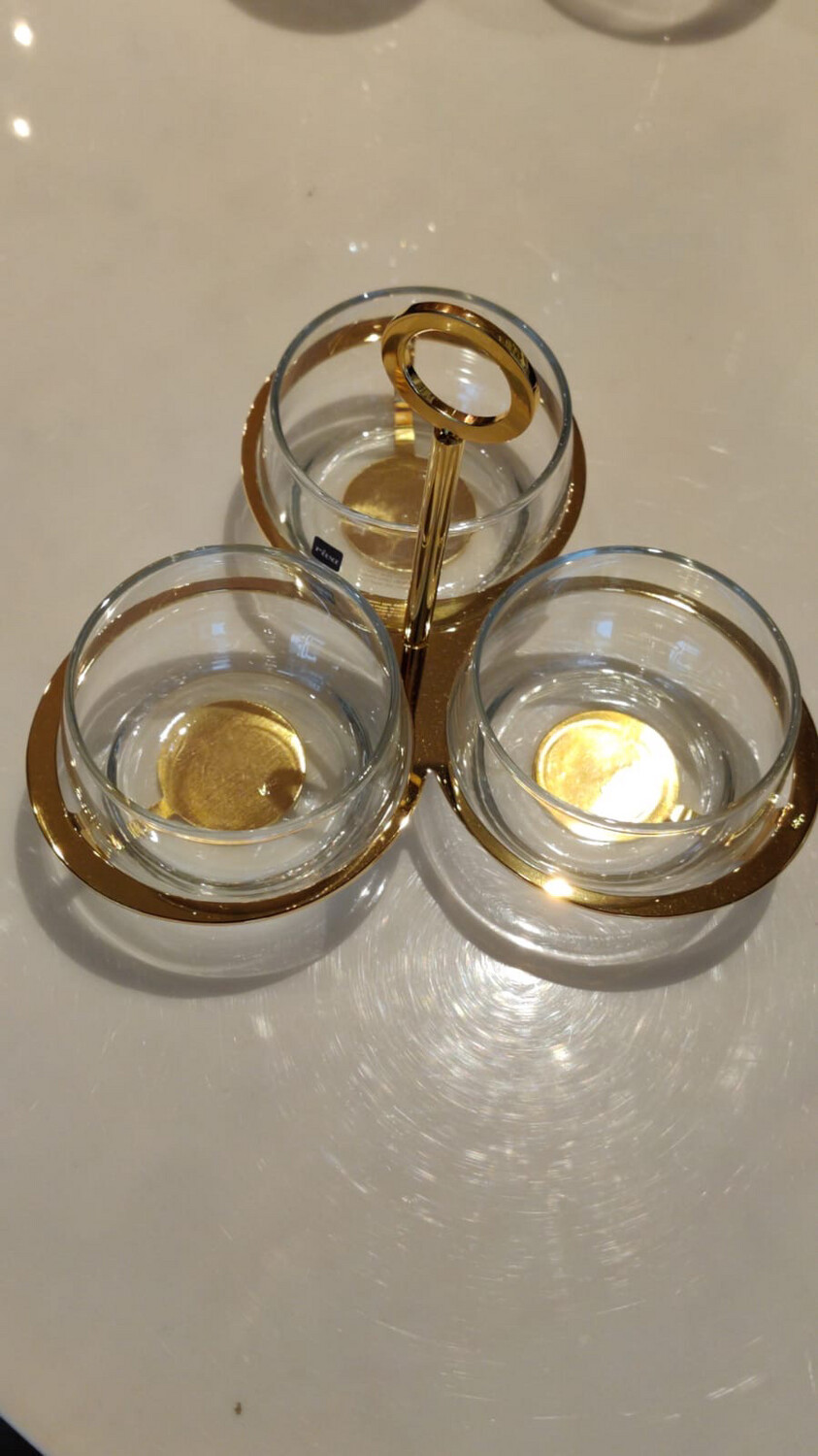 Gold And Glass 3 Piece Server PURCHASED