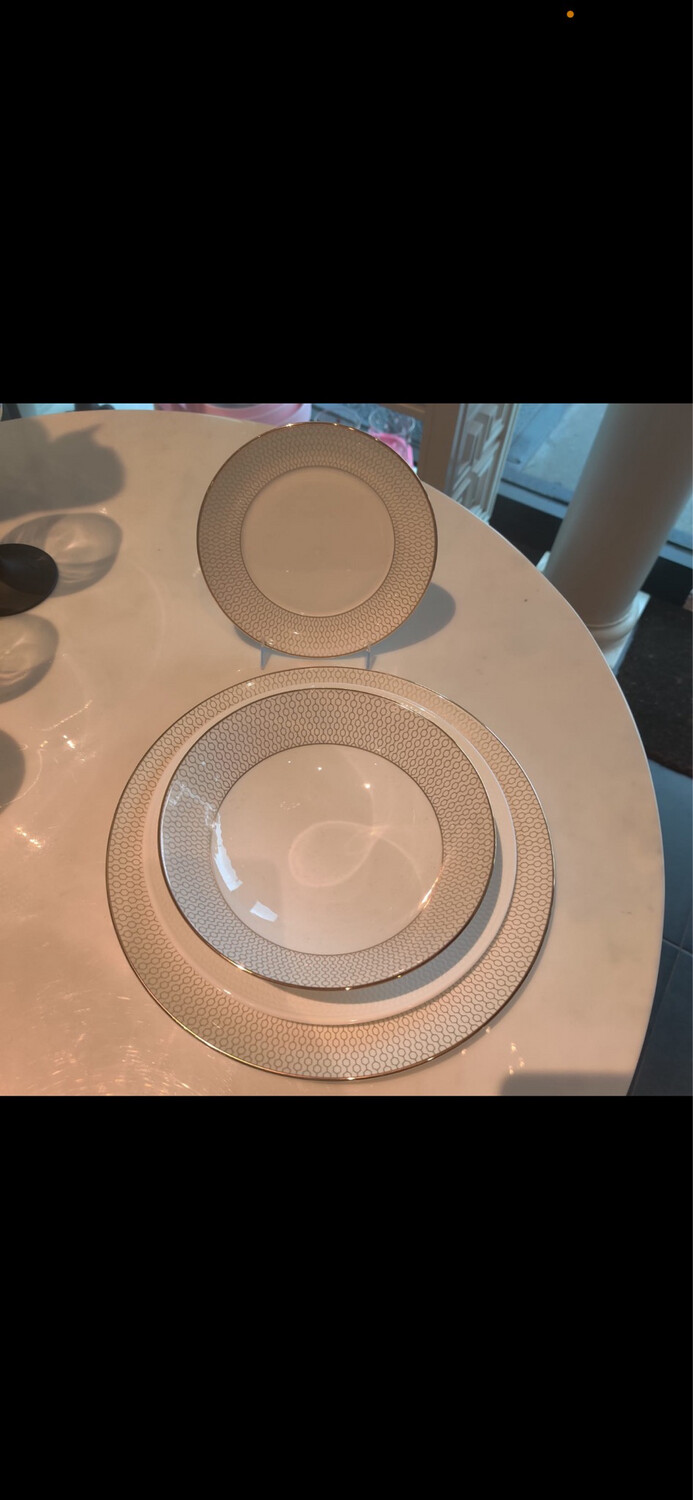Wedgwood Gio Gold Dinner,  Soup, Bread And Butter Gio White Salad  Needs 16 8 Purchased Needs 8