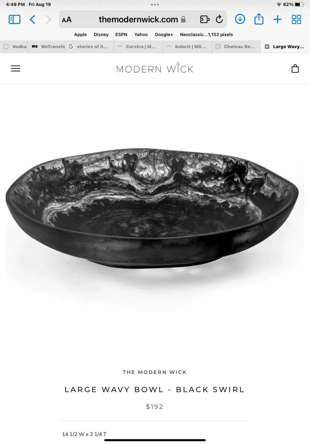 Black Resin Large Bowl/Centerpiece