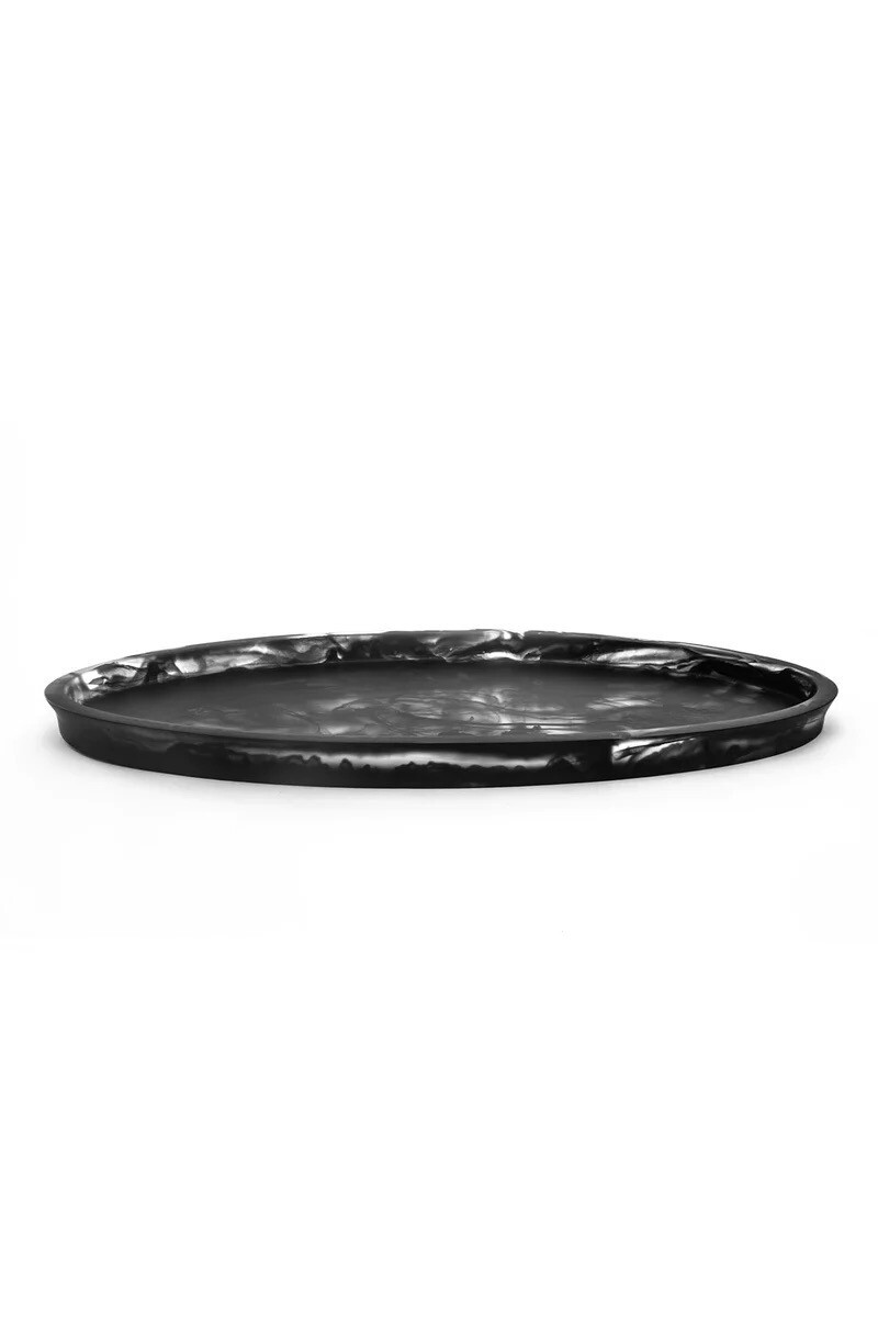 Resin Swirl Black Serving Tray
