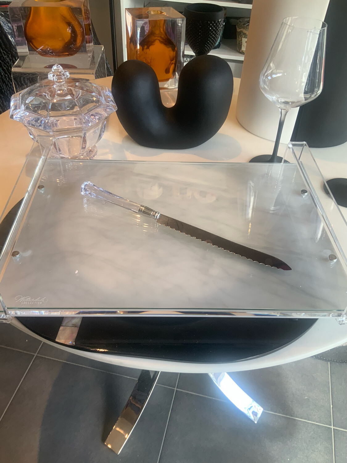Marble Challa Board With Acrylic Handles