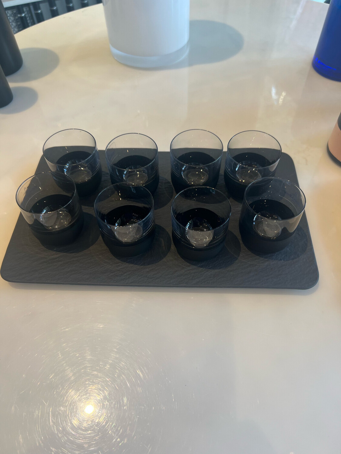 Villeroy And Boch Manufacture Rock 6 Shots Glasses On Tray PURCHASED