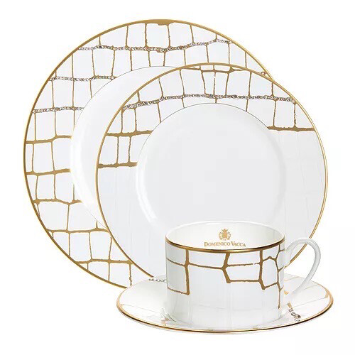 Prouna Alligator White Dinner/ Alligator Gold Salad/ Rim Soup Needs 12 Purchased Needs 9