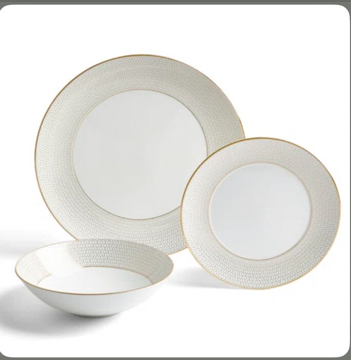 Wedgewood Gio Gold Dinner/salad/Soup Needs 12