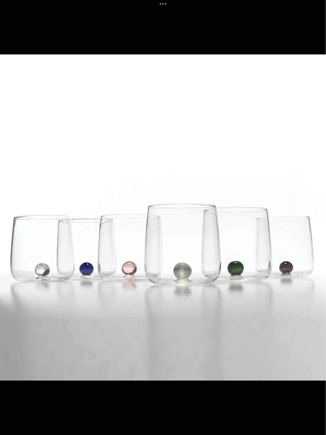 Zafferano Bilia Set 6 tumblers with 6 different colours little balls Needs 2 Sets