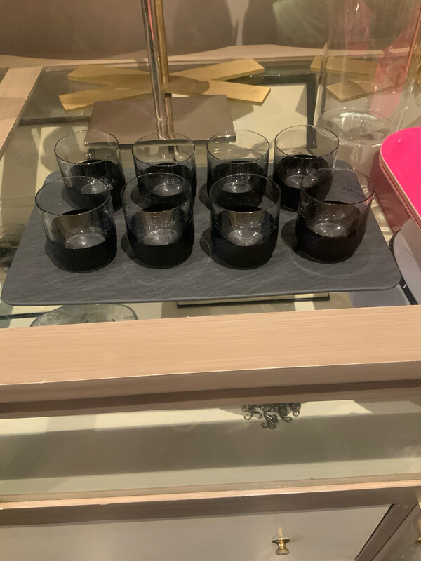 Villeroy 8 Black Shot Glasses On A Tray