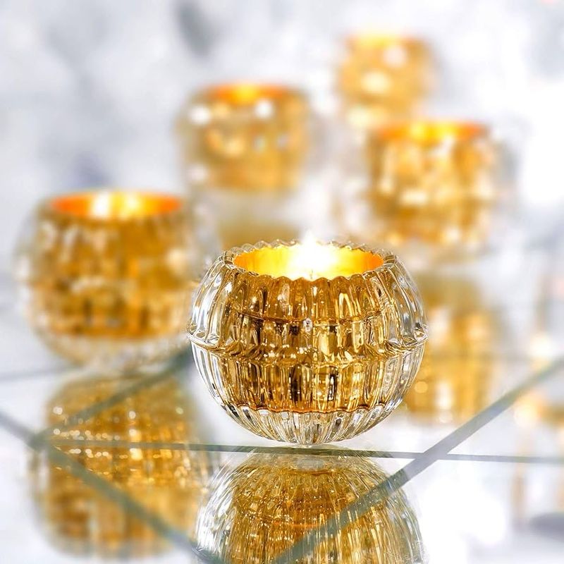 Baccarat Crystal Mille Nuits Pair Gold Votives