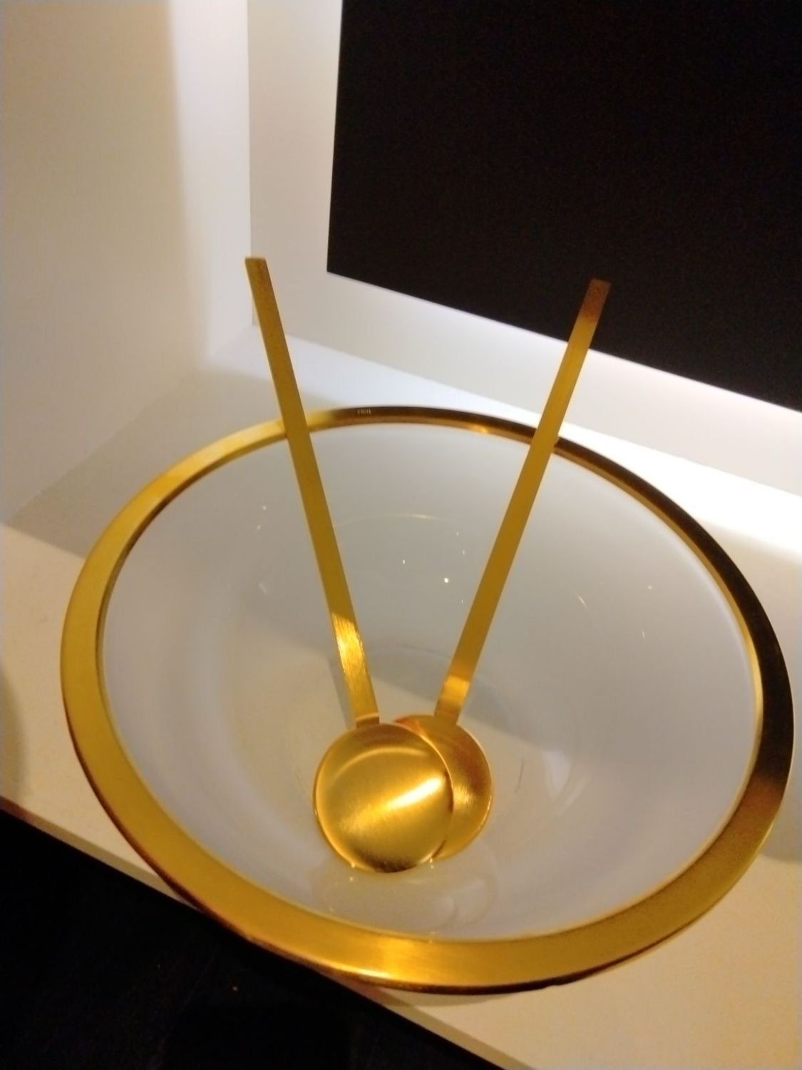 Salad Bowl With Gold Servers