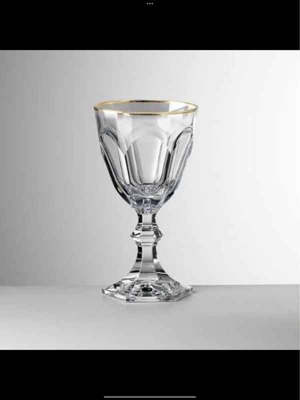 Mario Clear Water Goblets With Gold Border Large
