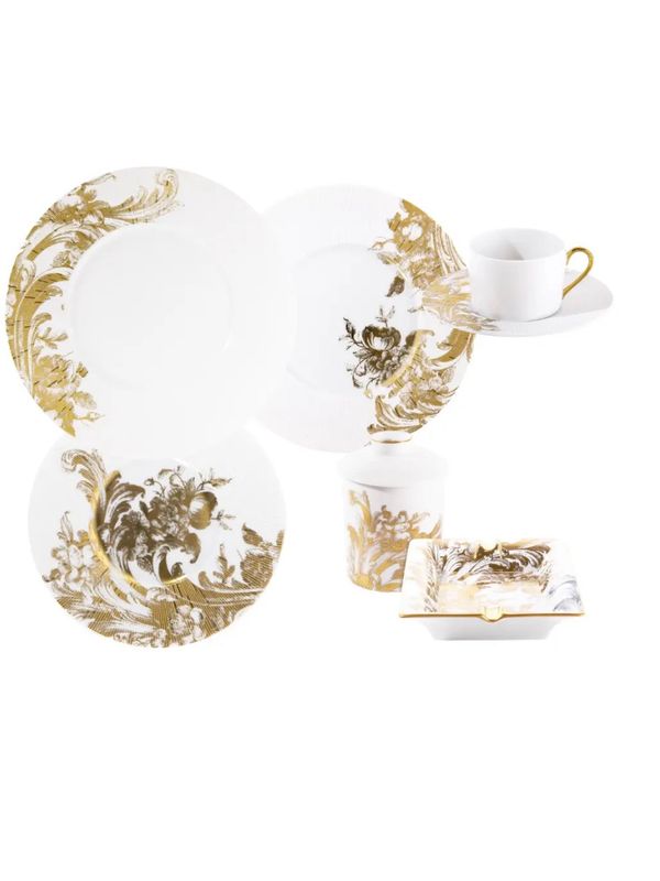 Haviland Infini Dinner, Rim Soup. Stanislaw Gold Dessert Plate Needs 12