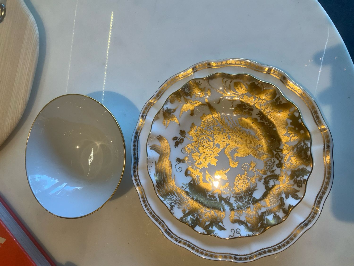 Royal Crown Darby Carlton Gold Dinner/ Aves Fluted Dessert / Anna Weatherley Simply Gold Cereal 8/PURCHASED Needs 8