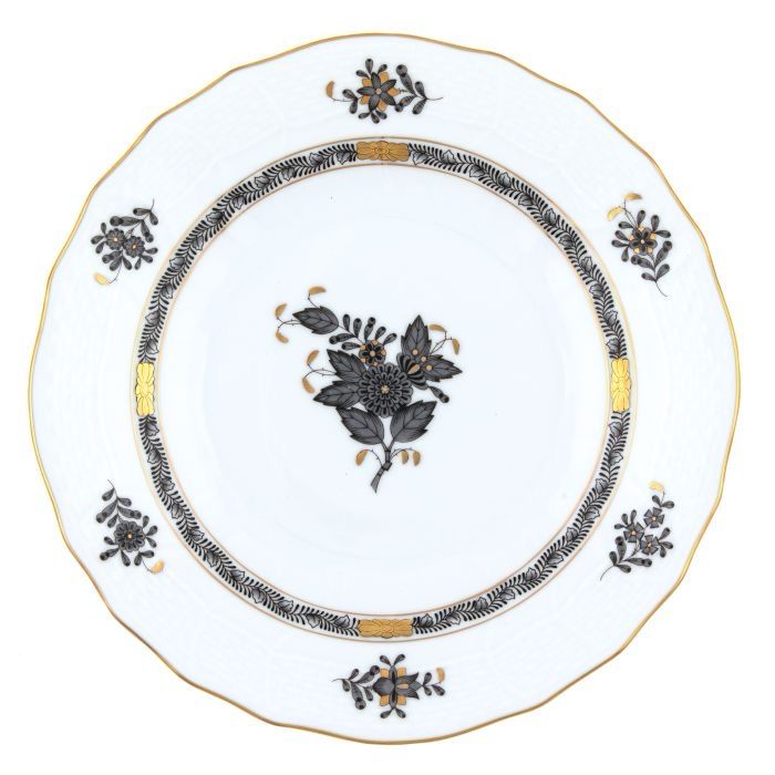 Herend Chinese Bouquet Black Dessert Plate Needs 12