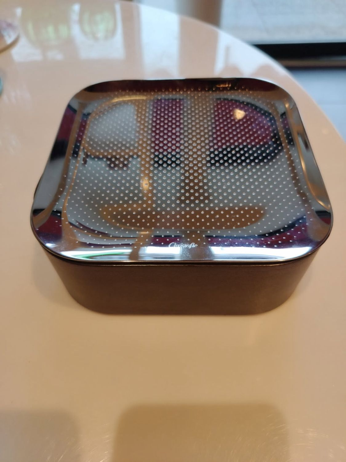 Christofle France Leather And Stainless Box