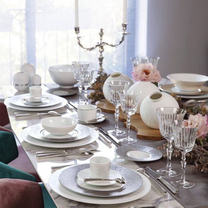 Haviland Made In France- Infini White Dinner, Large Rim Soup Infini Platinum Salad Plate Needs 14