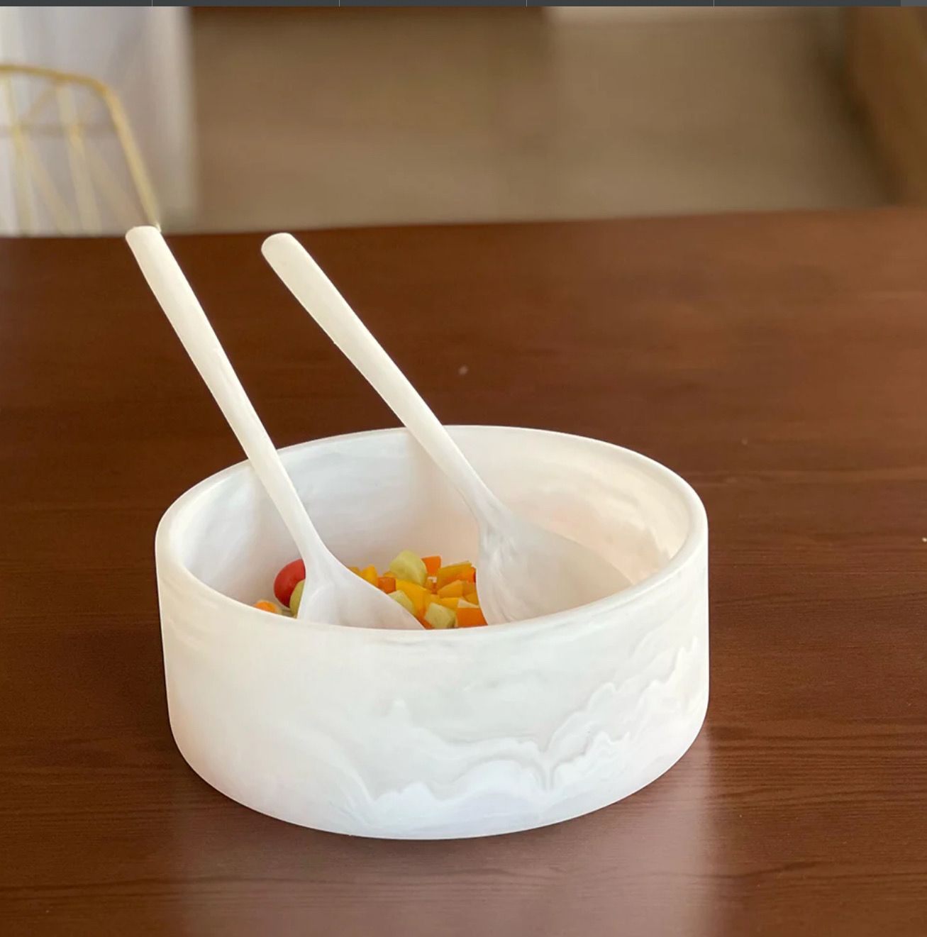 White Resin Salad Servers