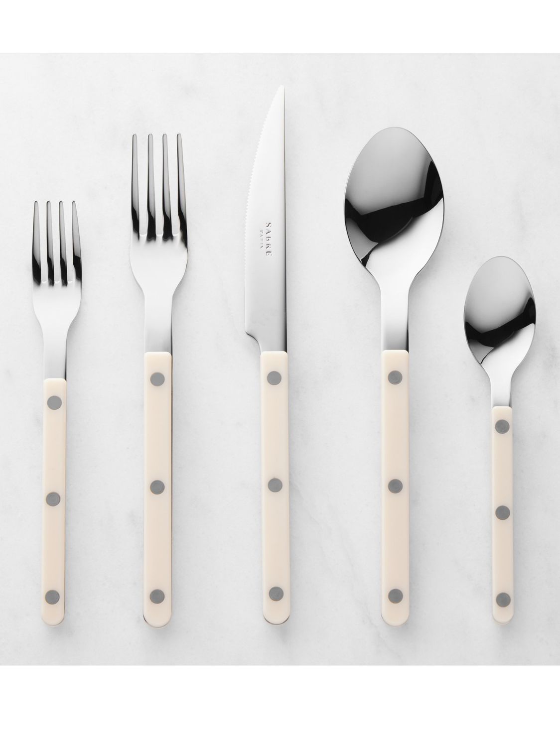 Sabre Shiny Bistro Ivory 5 Piece Place Setting Needs 12
