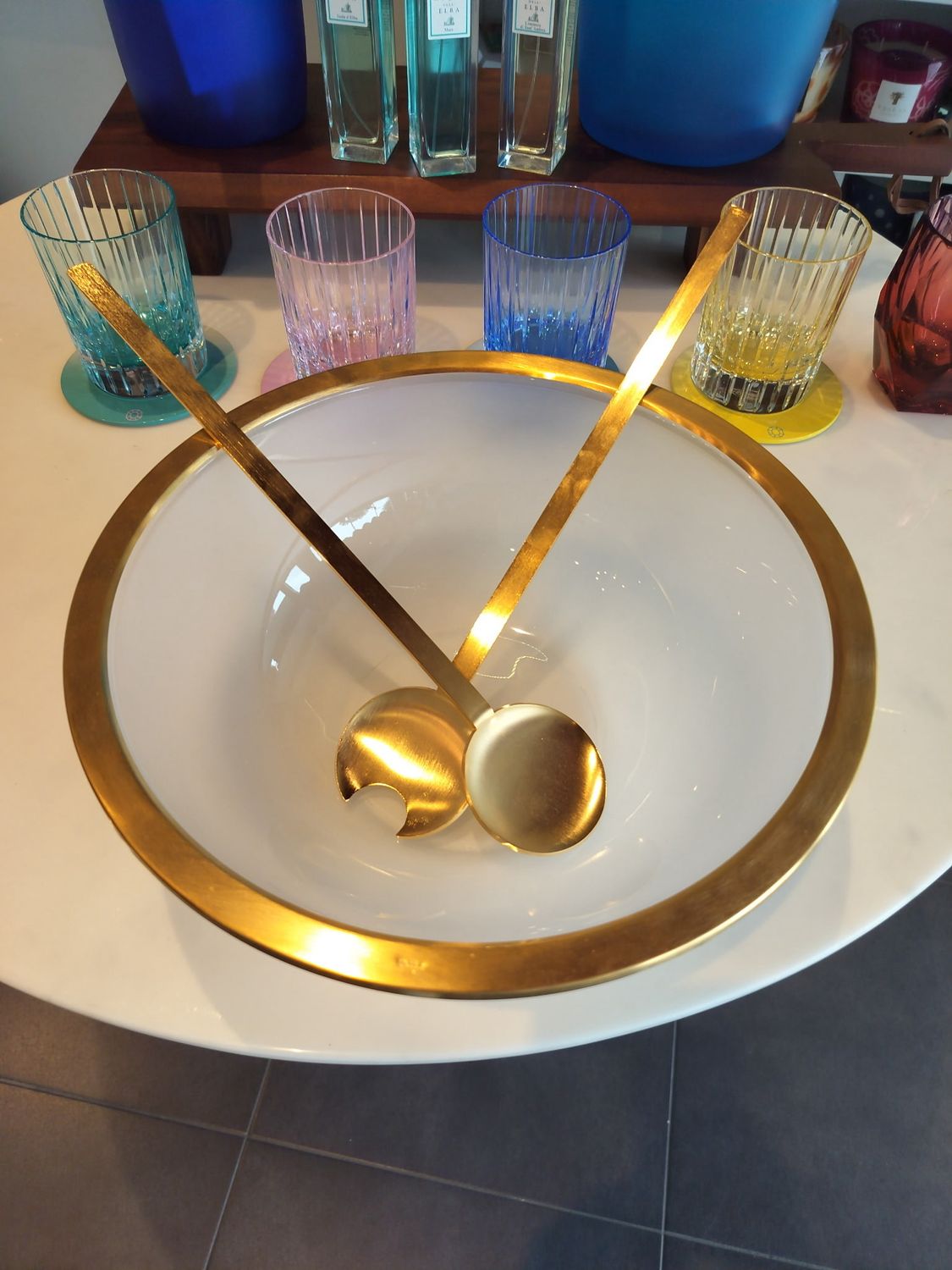 Gold Frost Bowl With Servers