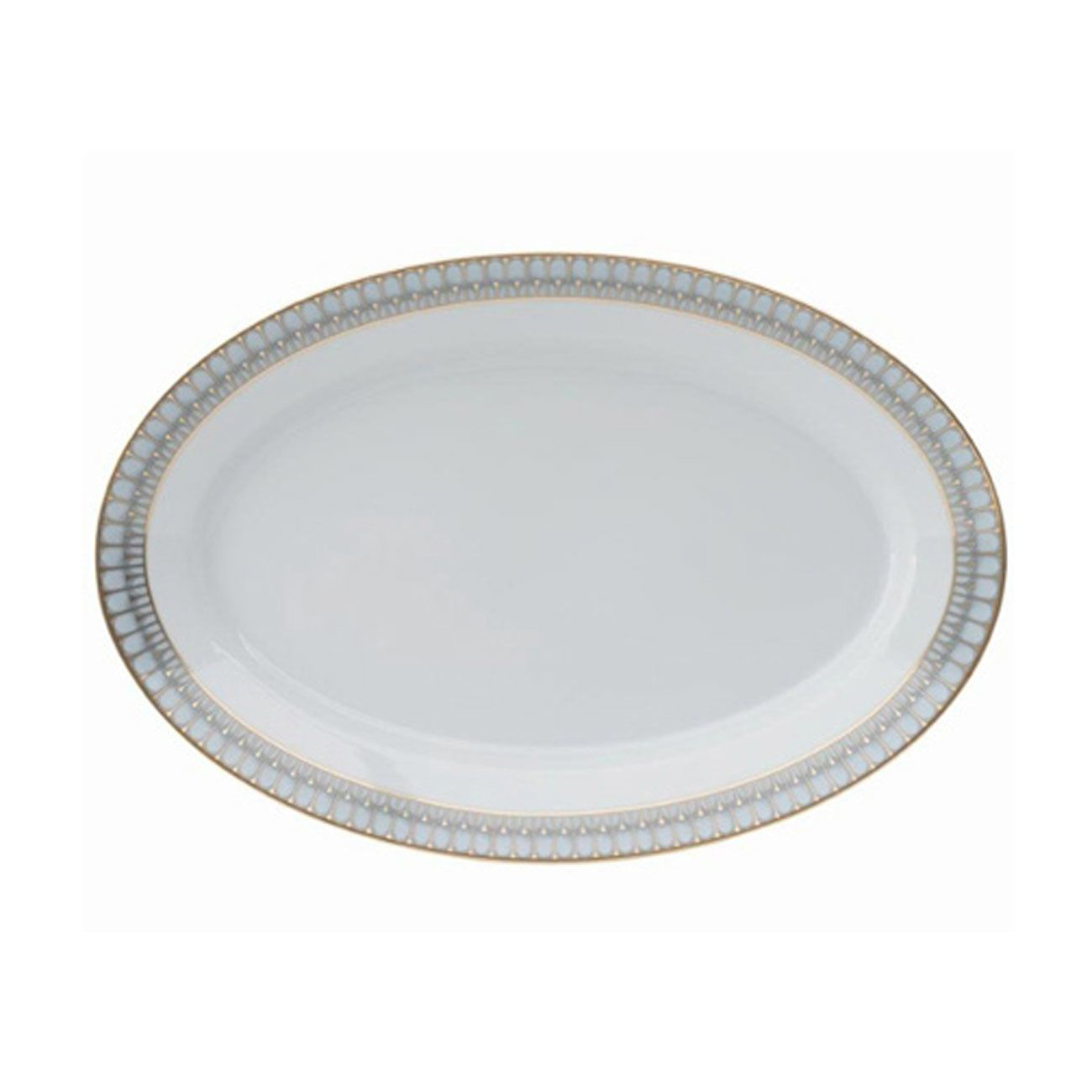 Phillipe Deshoulieres Arcade Blue and Gold Oval Platter Purchased