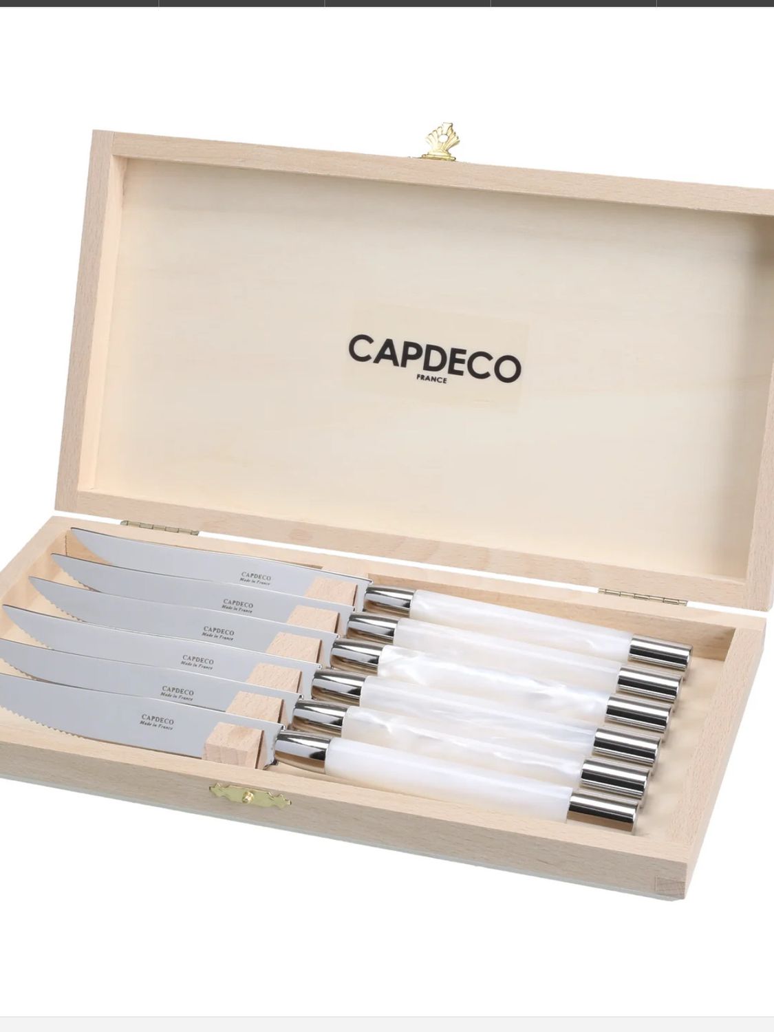 Capdeco Conty Set Of 6 White Steak Knives