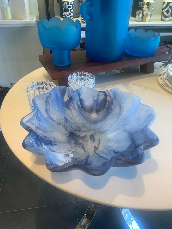 Blue Ruffle Resin Centerpiece