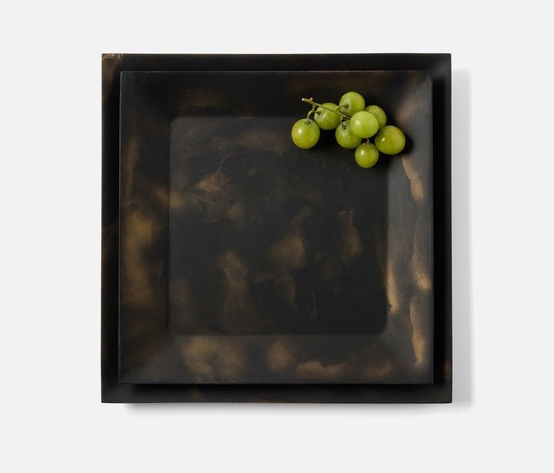 Blue Pheasant Set Of 2 Square Platters. ( Please Call The Store At 5165593349 Or 5164107682 To Discuss)