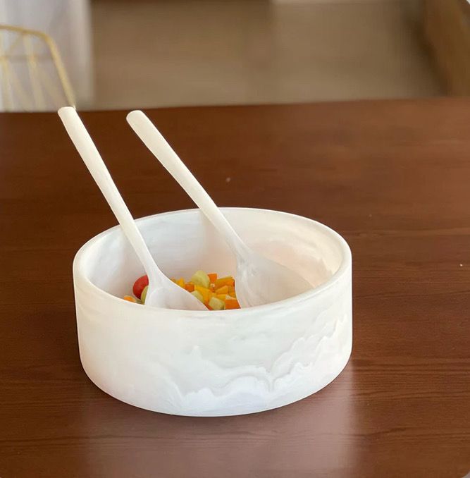 White Resin Salad Servers