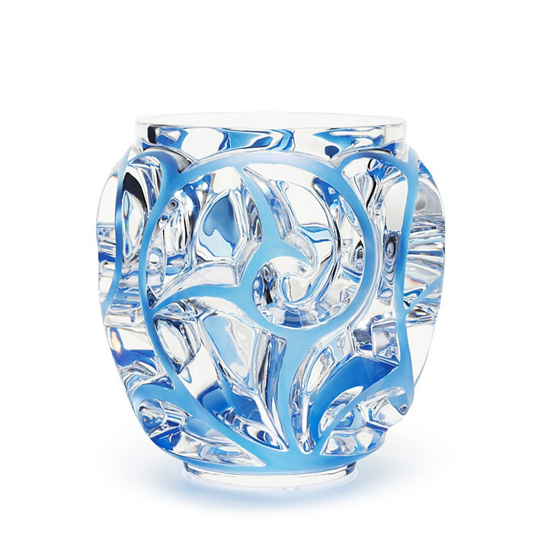 Lalique Tourbillons Blue Vase
