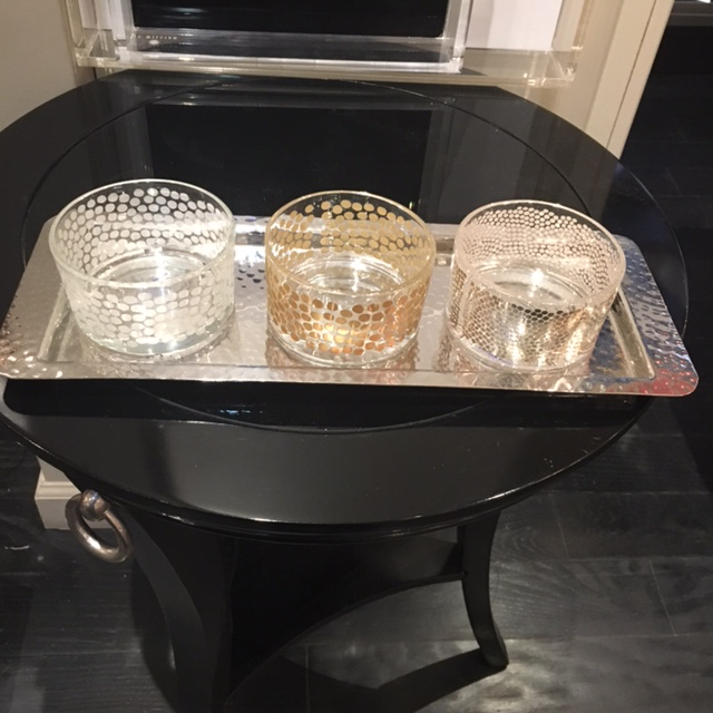 Egizia Dotto Gold and Silver Bowls With Tray And Spoons Purchased
