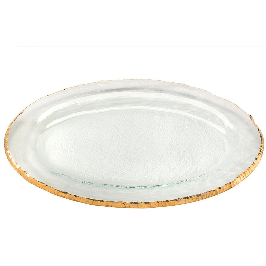 Annie Glass Edgey Gold Oval Platter 