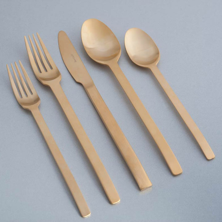 Herdmar Spiga Matte Gold Flatware 12 Settings Completed