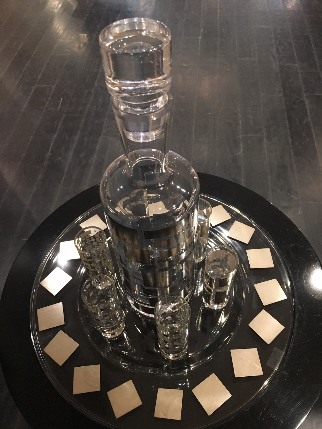 Egizia Vodka Set - 6 Shots Bottle and Round Tray COMPLETED