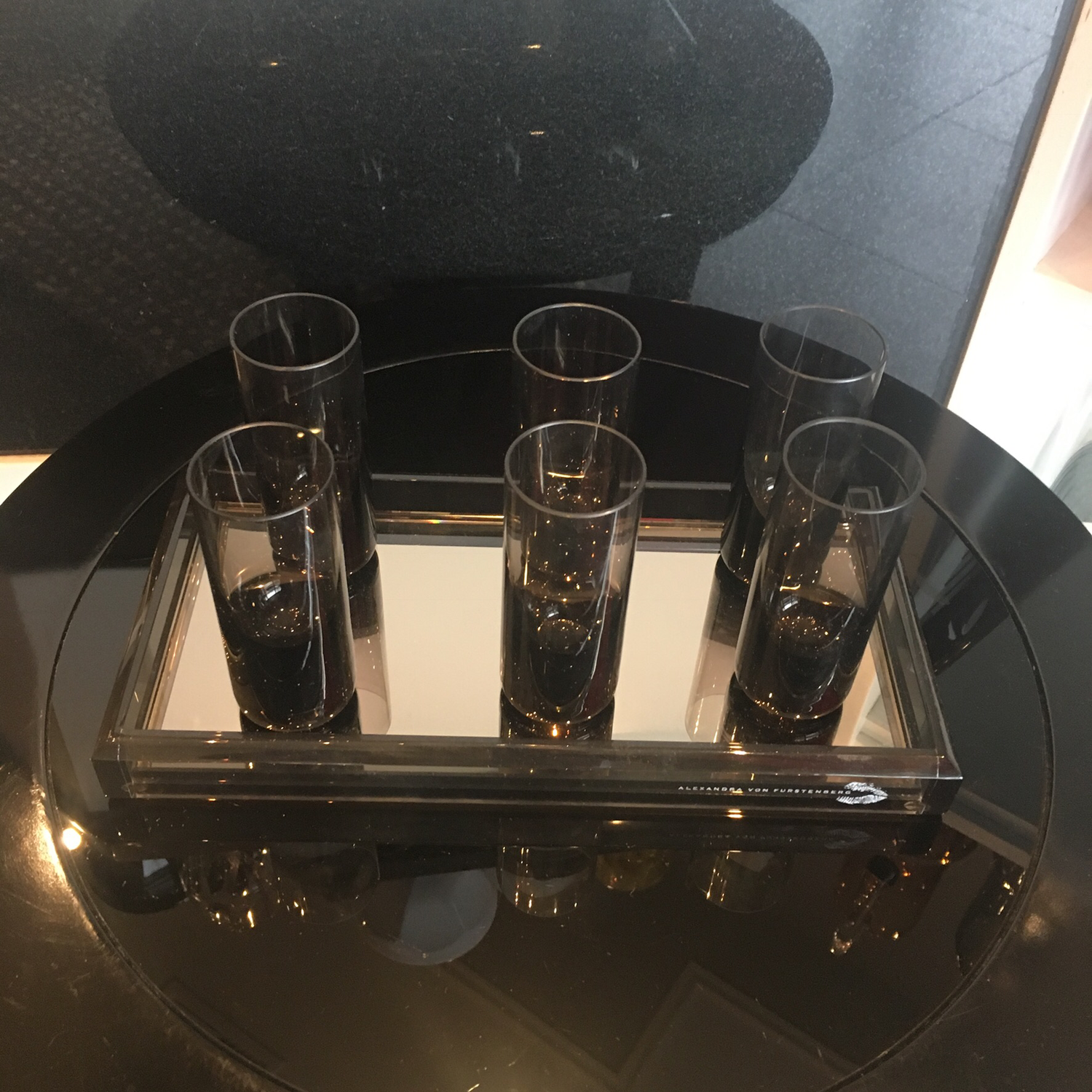 Moser-Set of 6 Smoke Shot Glasses on AVF TRAY