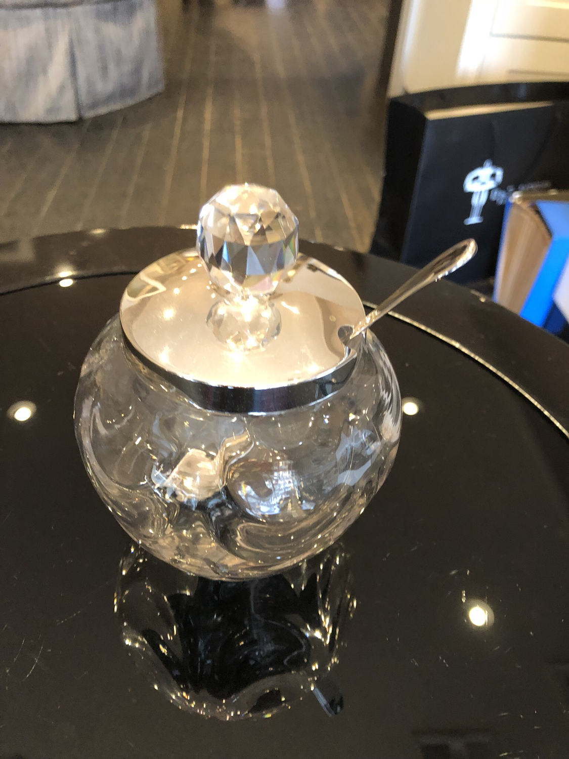 Sterling and Crystal Honey Dish