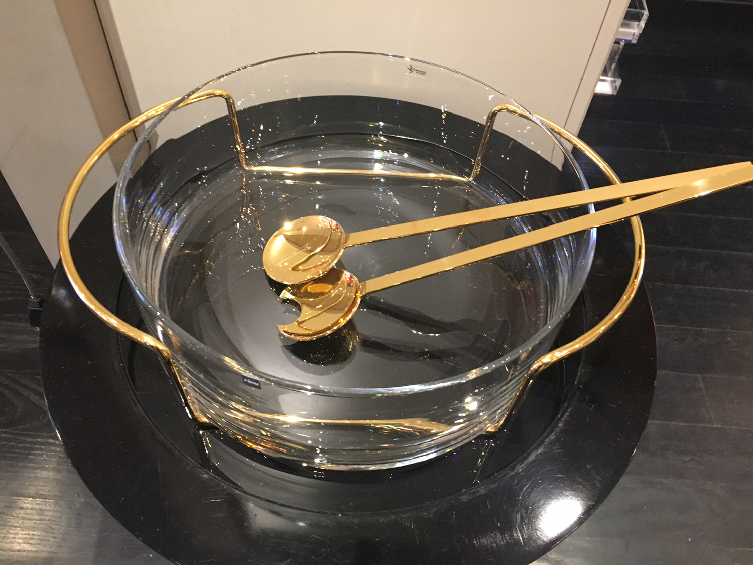 Gold Salad Bowl and Servers