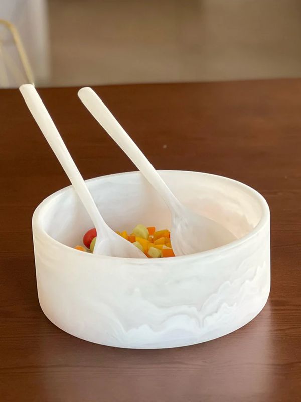 Resin White Large Round Bowl