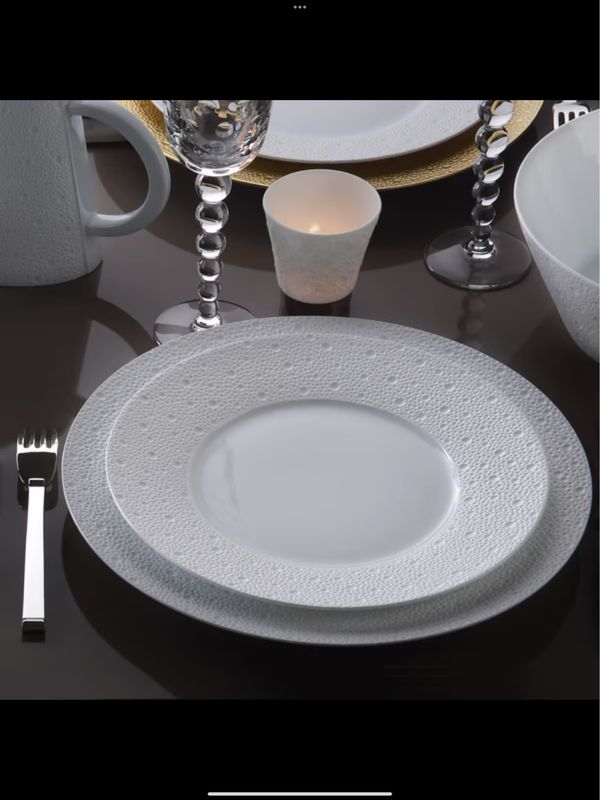 Bernardaud Ecume White Dinnerware 12 Dinner 12 Salad 12 New Rim Soups