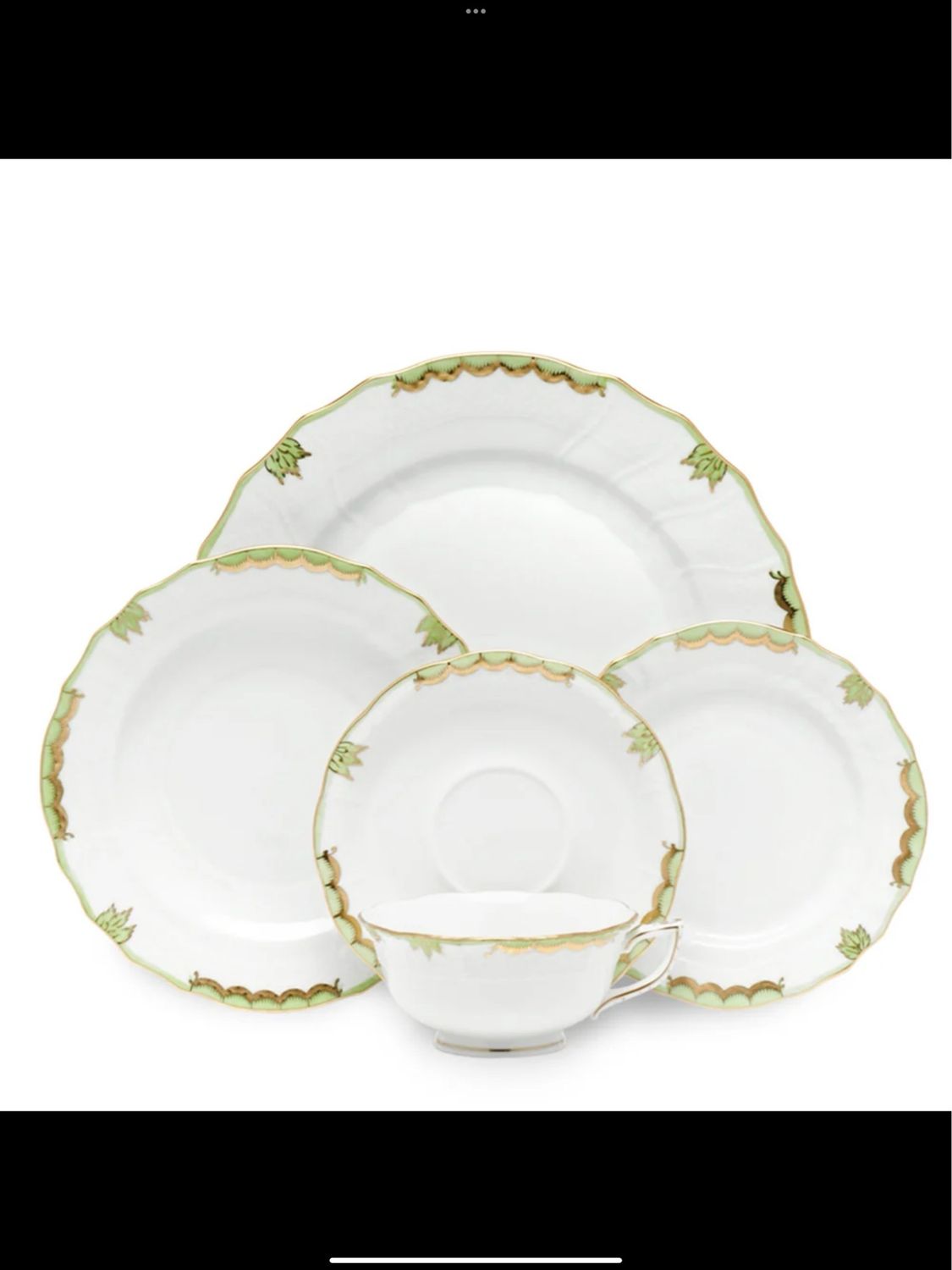 Herend Princess Victoria 12 Service 12 Dessert Plates 12 Golden Edge Soup Plates