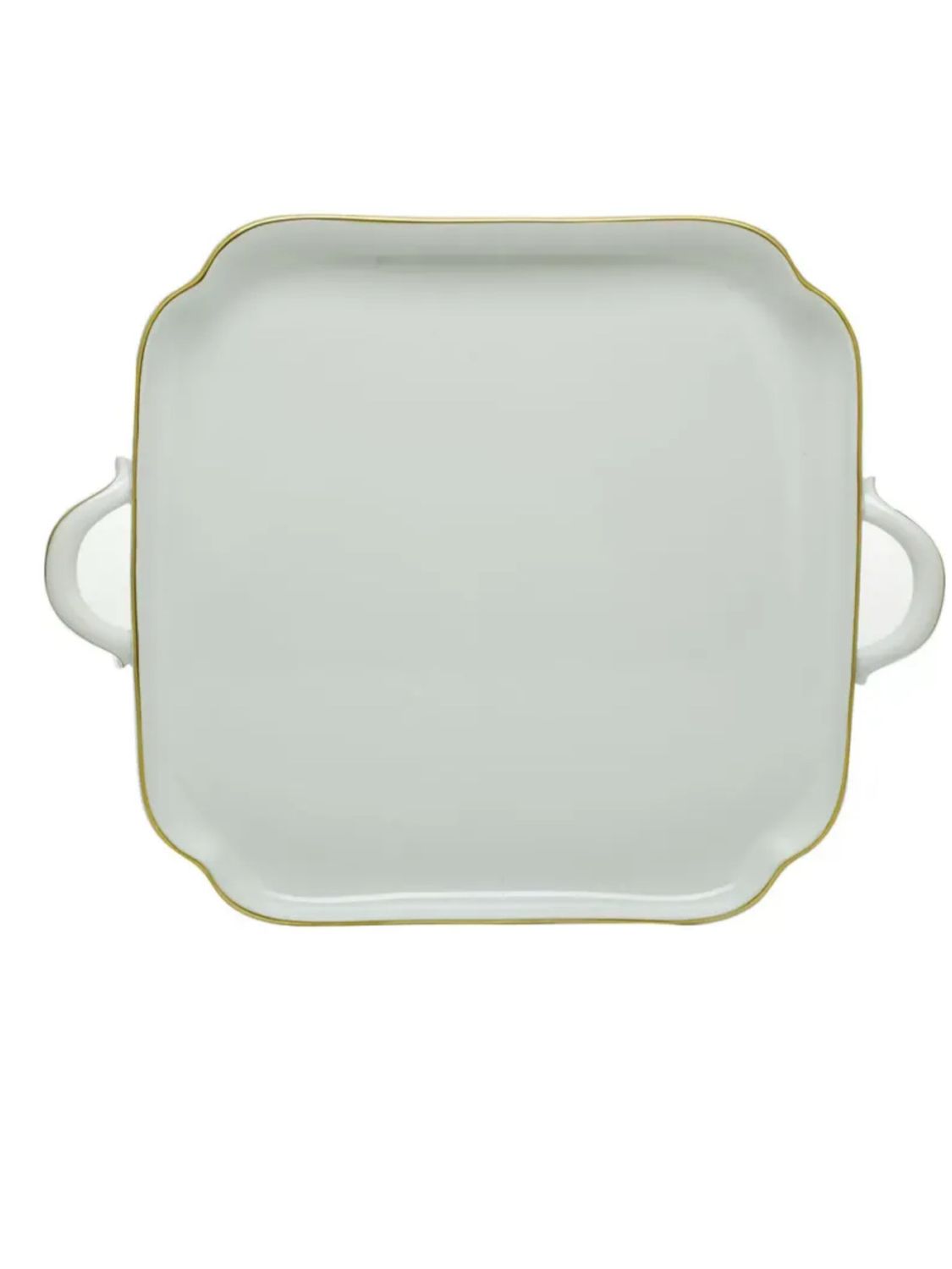 Herend Golden Edge Square Tray With Handles