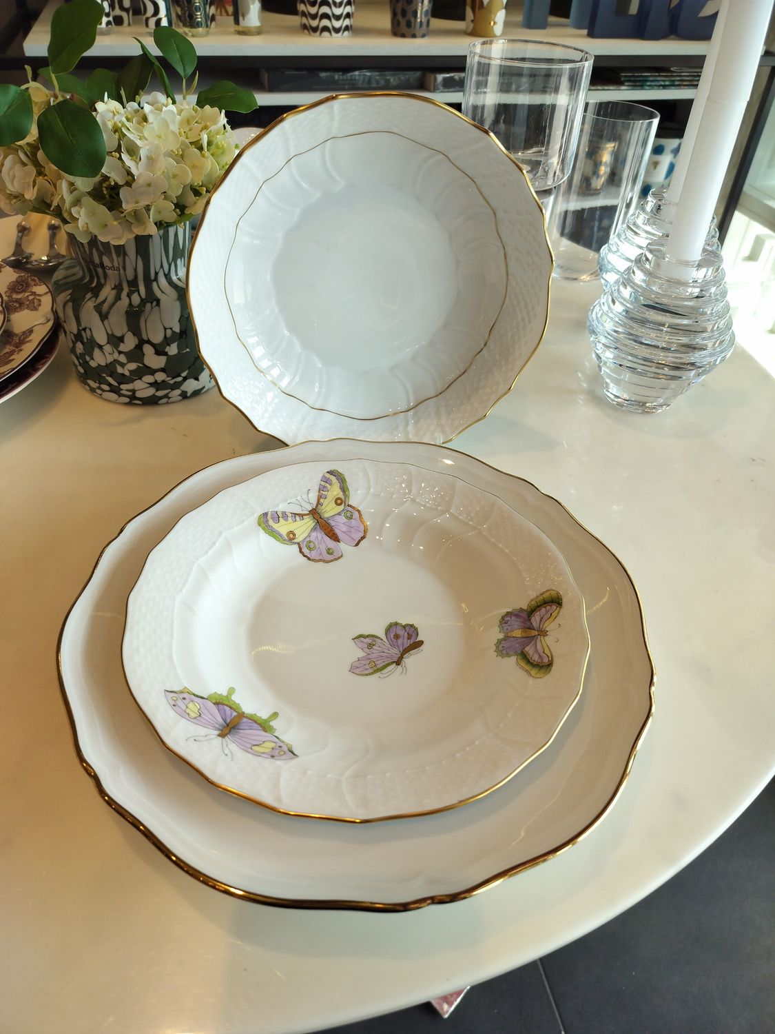 Ginori Antico Dinner, Herend Evictsp 1 Dessert, Herend Scalloped Dinner Bowl- 3 Piece Needs 14