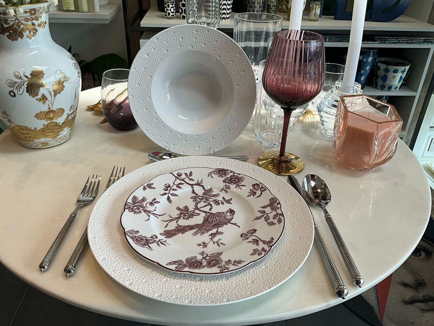 Bernardaud Ecume White Service Plate / New Rim Soup/ Albertine Plum Salad 1 PURCHASED Needs 15 Bernardaud Ecume White Service Plate / New Rim Soup/ Albertine Plum Salad 1 PURCHASED Needs 15